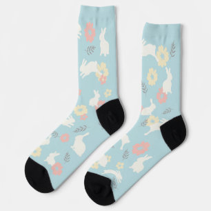 Cute Rabbits Flowers Pattern Socks