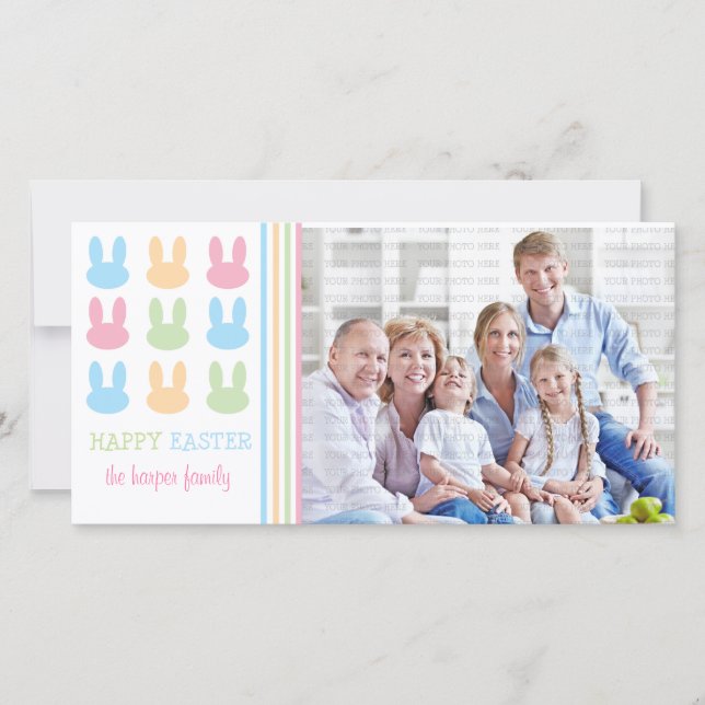 Cute Rabbits Happy Easter Holiday Card (Front)