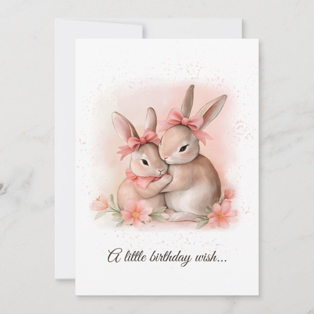 Cute Rabbits Hugging Invitation (Front)