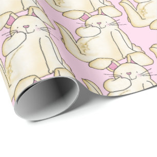 cute rabbits on pink wrapping paper