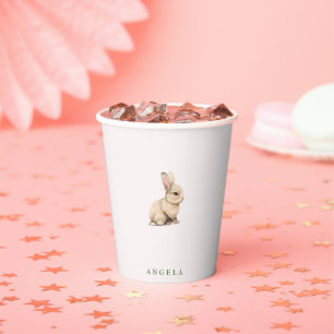 Cute Rabbits Pink Baby Girl Shower Paper Cups