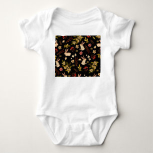 Cute Rabbits: Watercolor Hand-Drawn Pattern Baby Bodysuit