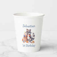 Cute Raccoon 1st Birthday Party Sublimation Custom