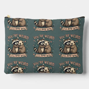 Cute Raccoon and Ferret Hug with Funny Quote Accessory Pouch