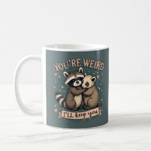 Cute Raccoon and Ferret Hug with Funny Quote Coffee Mug