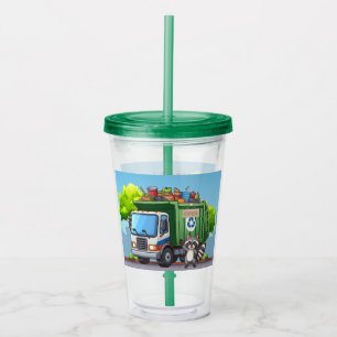 Cute raccoon and "food" truck acrylic tumbler