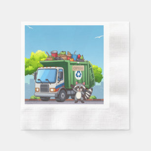Cute raccoon and "food" truck napkin