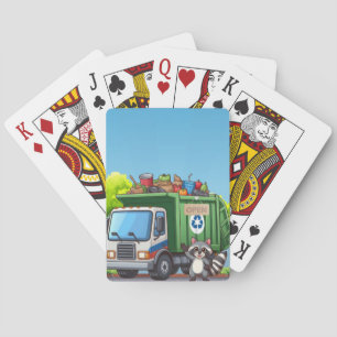 Cute raccoon and "food" truck playing cards