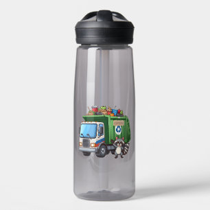 Cute raccoon and "food" truck water bottle