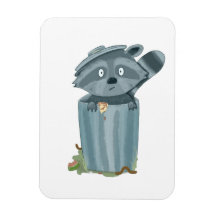 "Cute Raccoon and Garbage – Playful Animal Art Pri