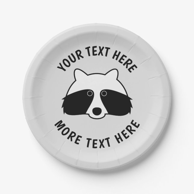 Cute raccoon animal kid's Birthday party plates (Front)