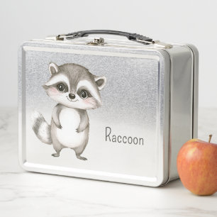 Cute Raccoon Animal Metal Lunch Box