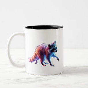 Cute Raccoon Art Two-Tone Coffee Mug