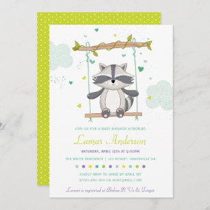 Cute Raccoon Baby Shower Invitation