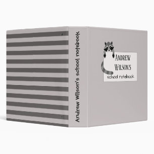 Cute Raccoon Back to School Spiral Notebook Binder