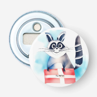 Cute raccoon birthday gift bottle opener