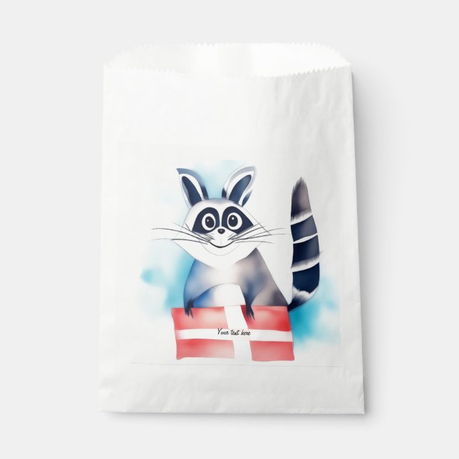 Cute raccoon birthday gift favour bag (Front)