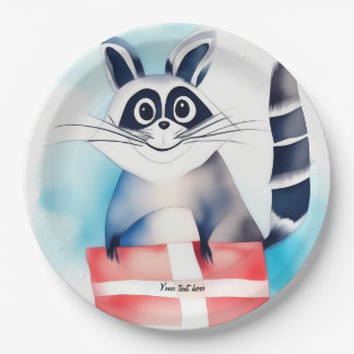 Cute raccoon birthday gift paper plate