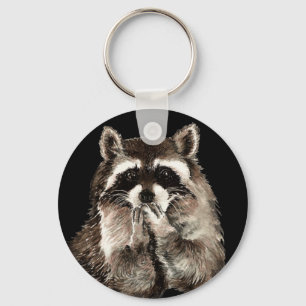Cute Raccoon Blowing Kisses Humour animal art Keychain