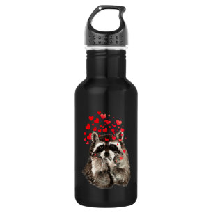 Cute Raccoon Blowing Kisses Love Hearts 532 Ml Water Bottle