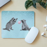 Cute Raccoon Blue  Bubble Gum Mouse Pad<br><div class="desc">This design was created from my one-of-a-kind fluid acrylic painting and a leopard! It may be personalized by clicking the customize button and adding a name, initials or your favourite words. Contact me at colorflowcreations@gmail.com if you with to have this design on another product. Purchase my original abstract acrylic painting...</div>