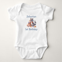 Cute Raccoon Boy 1st Birthday Party Custom