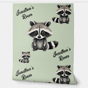 Cute Raccoon Boys Bedroom Wallpaper