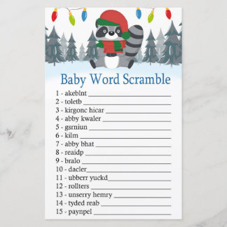 Cute Raccoon Christmas Baby word scramble game