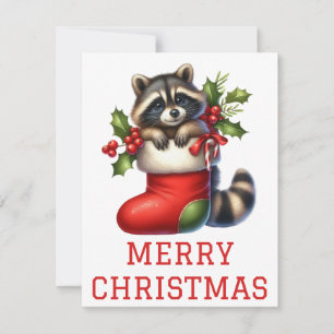 Cute Raccoon Christmas Card