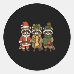 Cute Raccoon Christmas Funny Holiday Santa Claus A Classic Round Sticker
