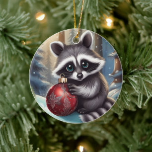 Cute Raccoon Christmas ornament