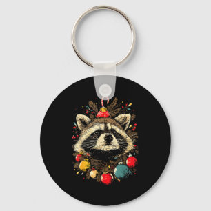 Cute Raccoon Christmas Ornaments Festive Xmas Fore Keychain