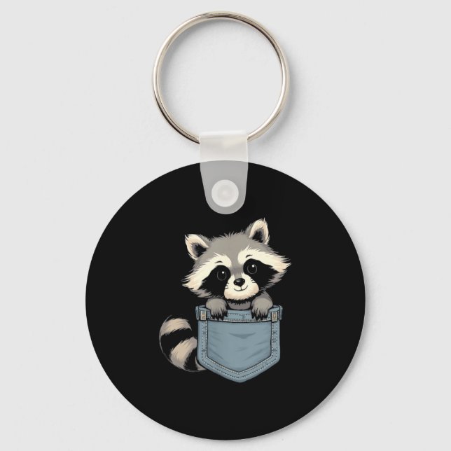 Cute Raccoon Cket Funny For Mens Womens Kids Racco Keychain (Front)
