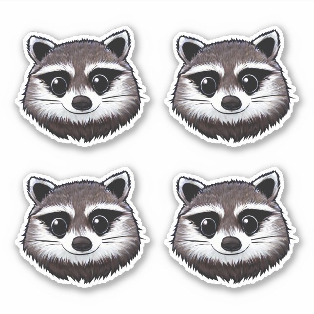 Cute Raccoon Classic Round Sticker (Front)