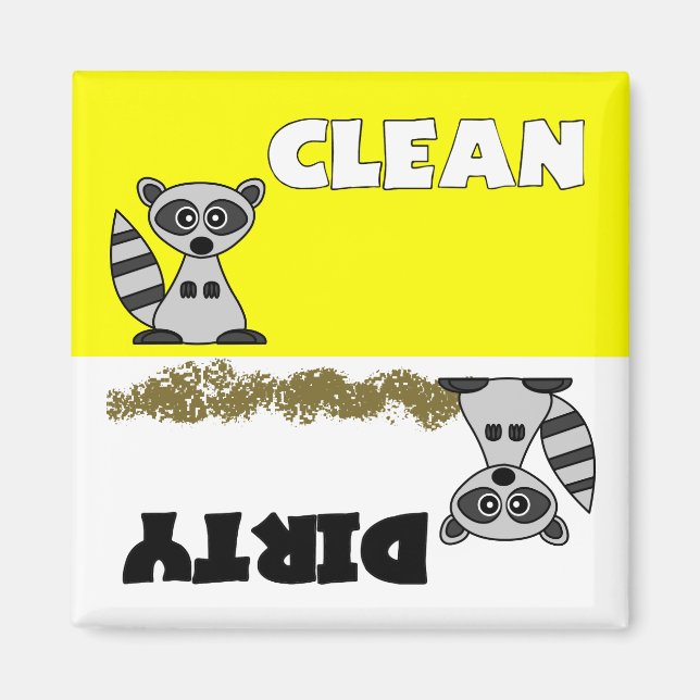 Cute Raccoon Clean / Dirty Dishwasher Magnet (Front)