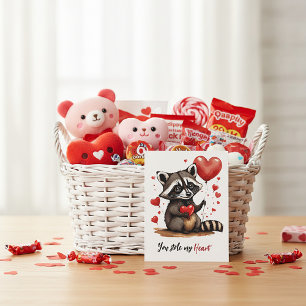 Cute raccoon custom valentine holiday card