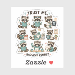 Cute Raccoon Dentist Sticker Collection