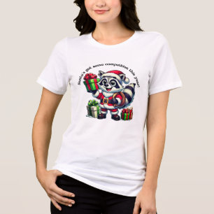 Cute raccoon dressed as Santa with colourful gifts Tri-Blend Shirt