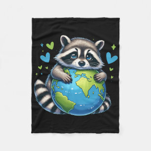 Cute Raccoon Earth Day Hug The Earth Fleece Blanket