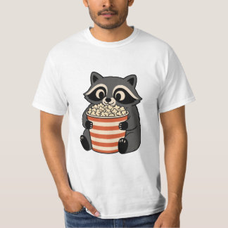 Cute Raccoon Eating Popcorn Movie Night T-Shirt