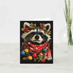Cute Raccoon F Christmas Lights Festive Forest Ani Card