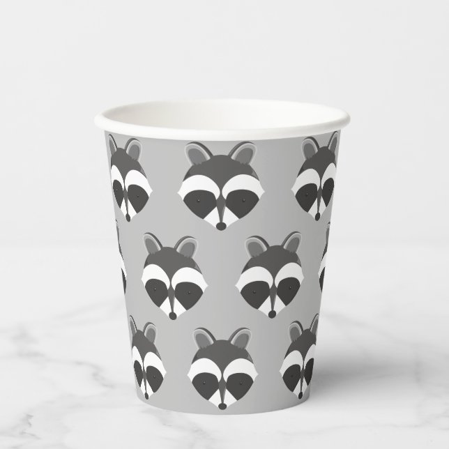 Cute Raccoon Face Pattern Animal Paper Cups (Front)
