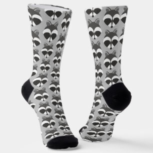 Cute Raccoon Face Pattern Animal Socks