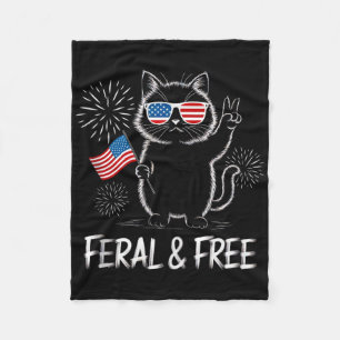 Cute Raccoon Feral But Free 4th Of July Youth Men Fleece Blanket