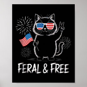 Cute Raccoon Feral But Free 4th Of July Youth Men Poster
