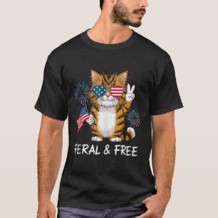 Cute Raccoon Feral But Free 4th Of July Youth Men T-Shirt
