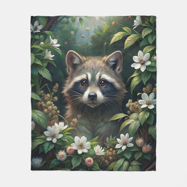 Cute Raccoon Fleece Blanket (Front)