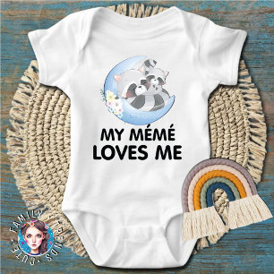 Cute Raccoon Flower My Meme Loves Me Baby Bodysuit