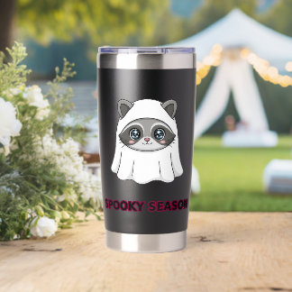 Cute Raccoon Ghost Spooky Season Halloween Sweatsh Insulated Tumbler