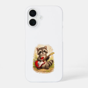 Cute Raccoon Guitar iPhone 16 Case Kawaii